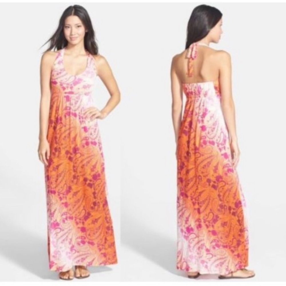 TOMMY BAHAMA Casa Sunrise Halter Maxi Dress Size Small